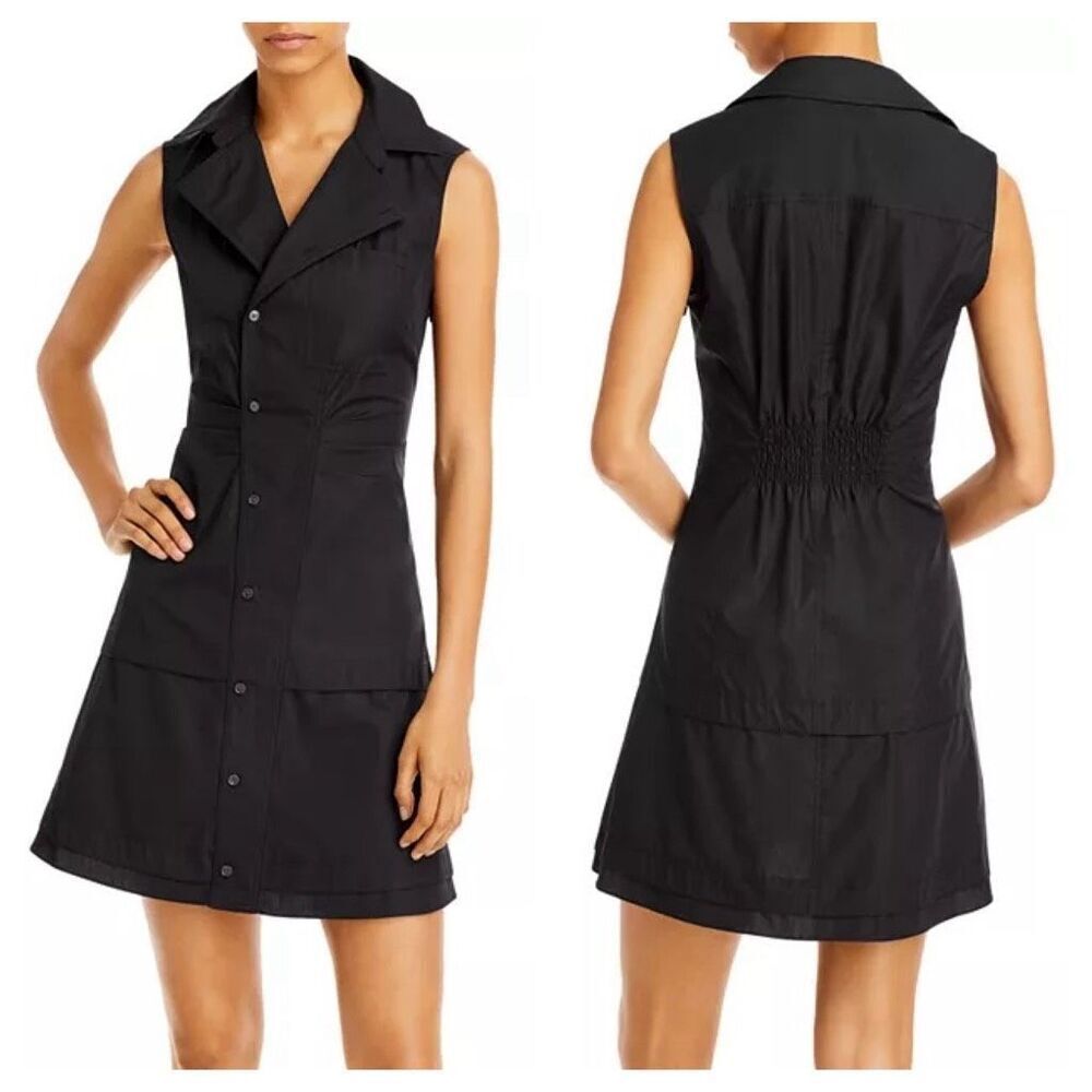 Derek Lam 10 Crosby Satina Sleeveless Shirtdress in Black Sz 2